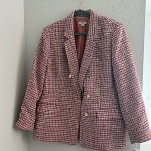 🆕 Bar III Women's Pink and White Tweed Blazer